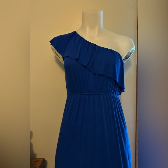 Sundress, sz M royal blue with ruffle, elastic waist, longer exposed hem, vacay - Picture 2 of 9